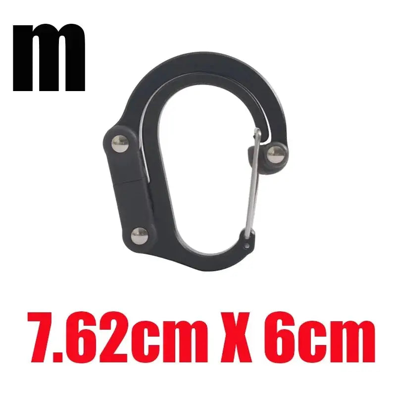 Hybrid gear clip rotating carabiner, Simples Market, dark gray, non-locking, 7.62cm x 6cm