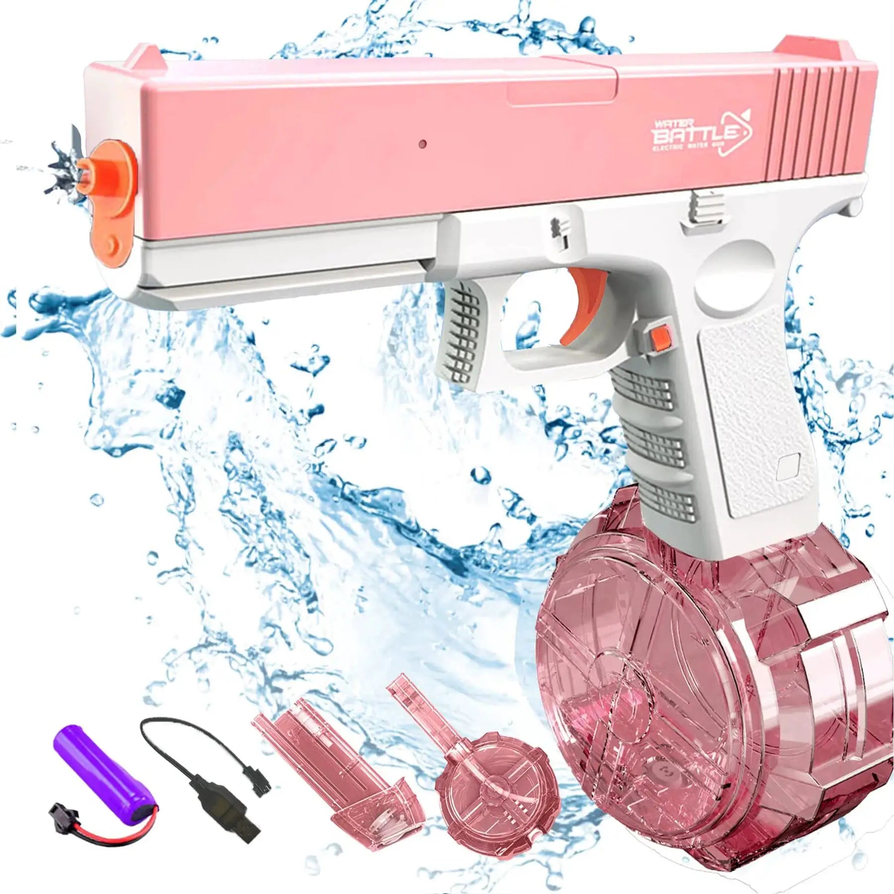 Unilabo M416 Electric Water Gun Battery Powered with External Water Bottle Attachment for Kids and Adults Outdoor Fun