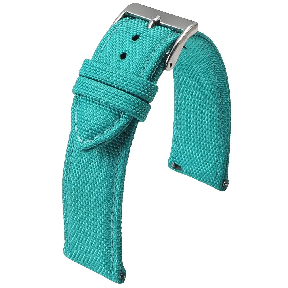 Watch strap Simples Market teal waterproof sailcloth nylon, two-sided quick-release, 18–24mm