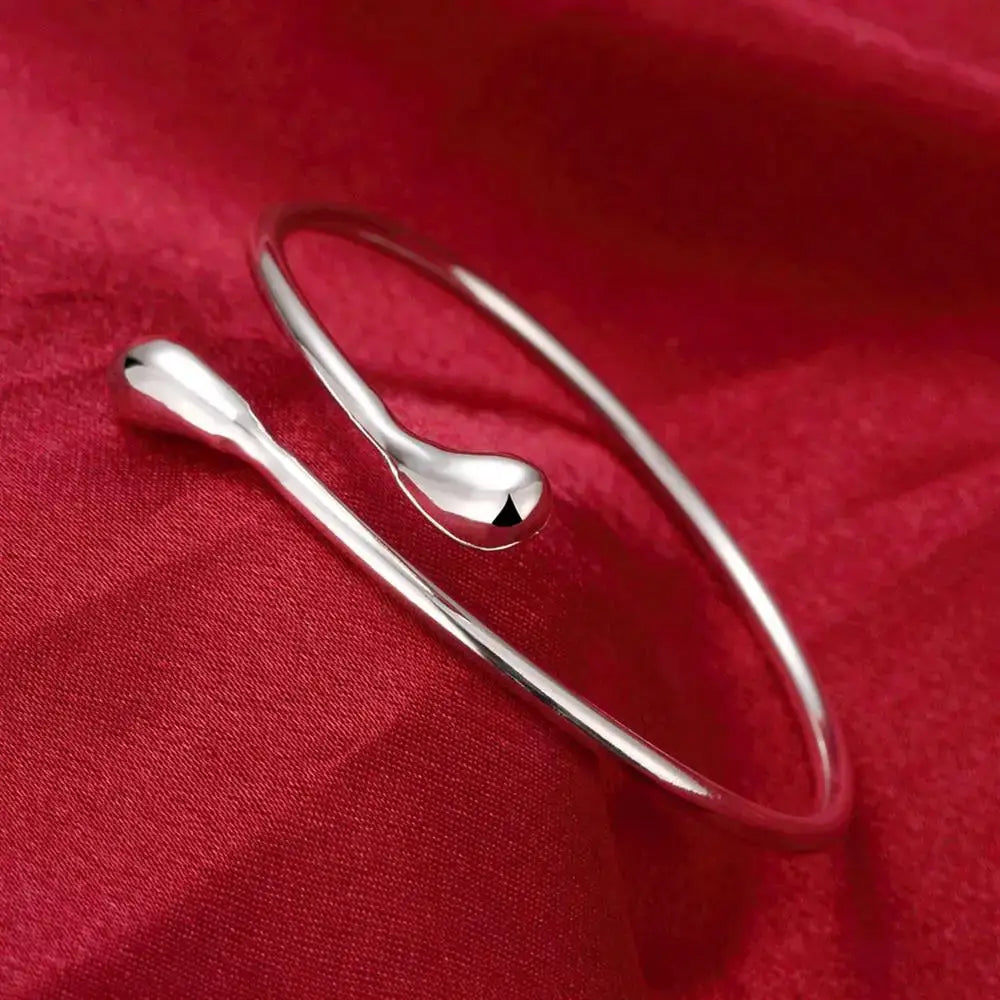 925 Sterling Silver Water Drop Charm Bracelet For Women Cuff Bangle Jewelry Wedding Party Gift