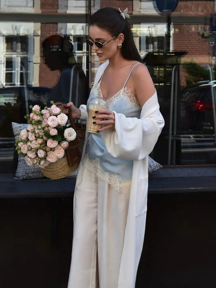 Sexy Women Asymmetrical Lace Slip Tops Backless Sleeveless Off Shoulder Beachwear With Elegant Lace