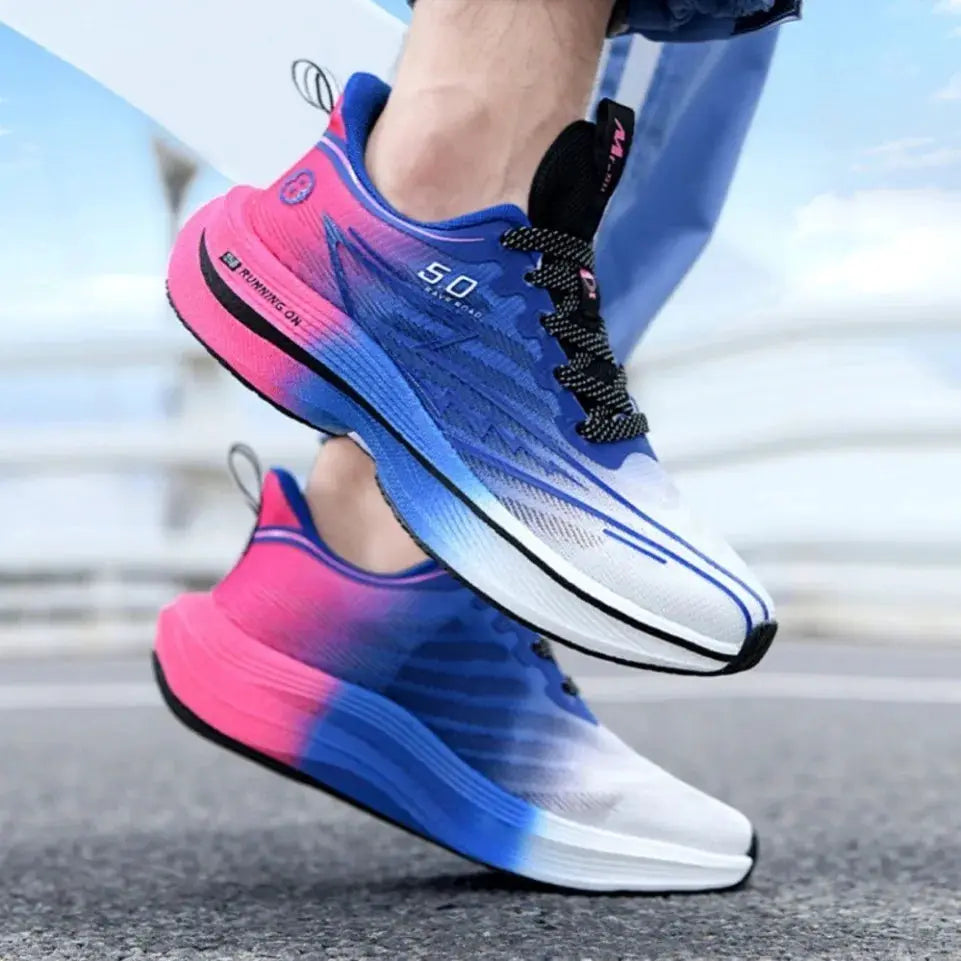 SNORW Men's Carbon Plate Running Shoes Unisex Lightweight Sneakers With Soft Cushion Shock Absorption And Anti Slip Grip
