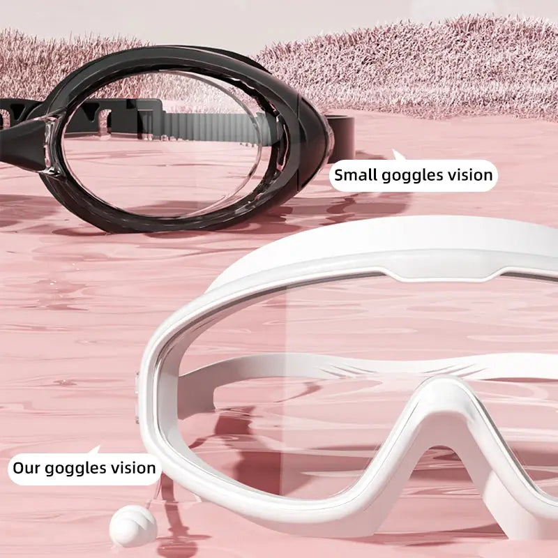 Big Frame Swimming Goggles For Adults With HD Wide View Anti Fog UV Protection Leak Proof Seal Quick Release Clasp