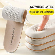 Leather Latex Sports Insoles For Shoes With Arch Support Cowhide Cushion Pads Shock Absorbing Plantar Fasciitis Inserts