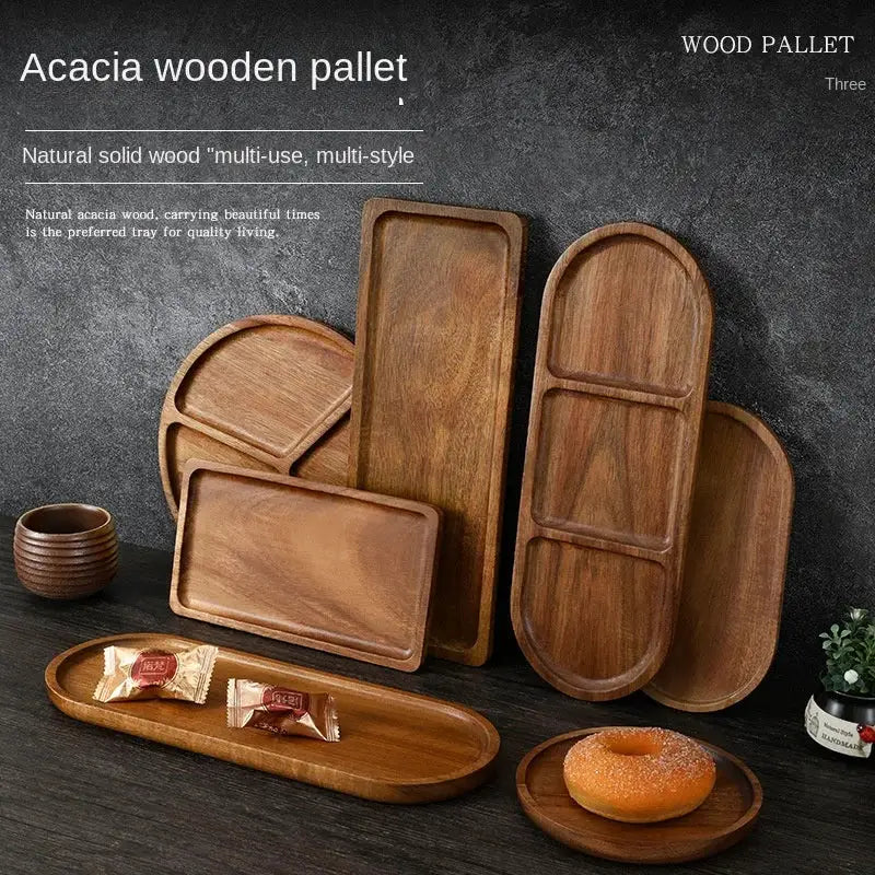 Japanese Solid Wood Fruit Plate Tray Set Multi Size Snack Platter