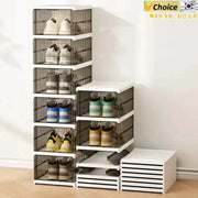 Dustproof Foldable 6 Layer Transparent Thickened Plastic Shoe Bins Stackable Sneaker Cabinet Organizers