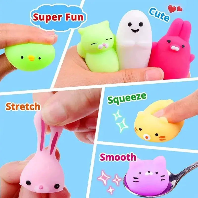 20Pcs Mini Cute Cartoon Animal Stress Relief Toys For Boys And Girls Party Favors Piñata Fillers Carnival Prizes