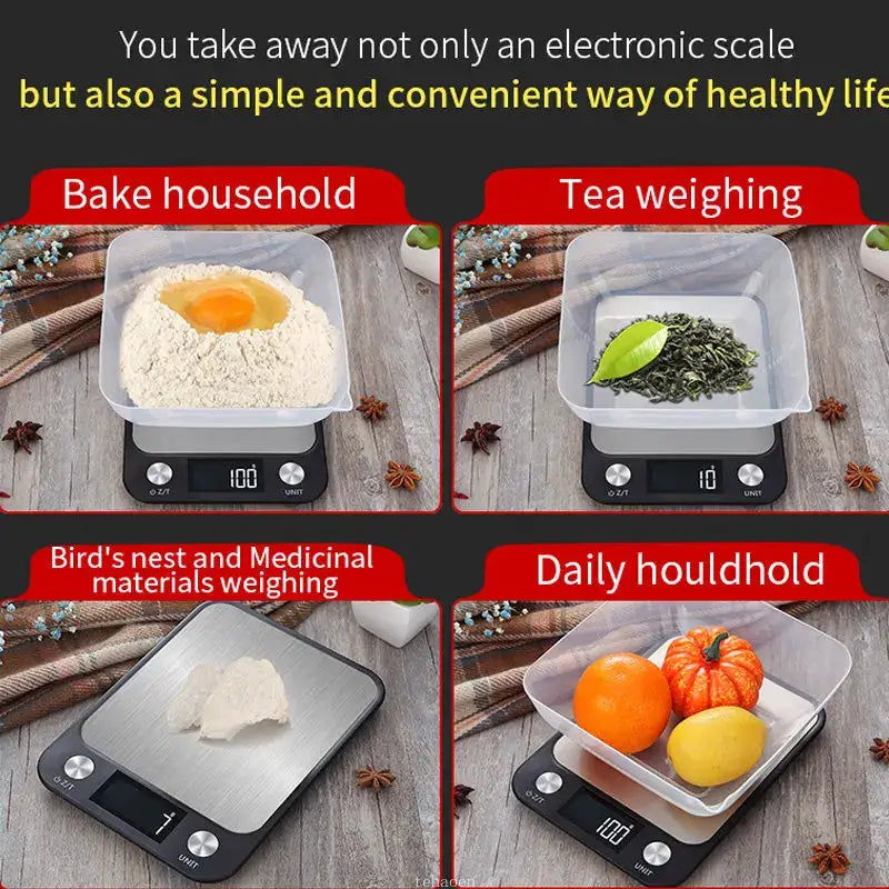 Kitchen Scale 15Kg 1g Weighing For Food Coffee Balance Smart Electronic Digital Scale Stainless Steel