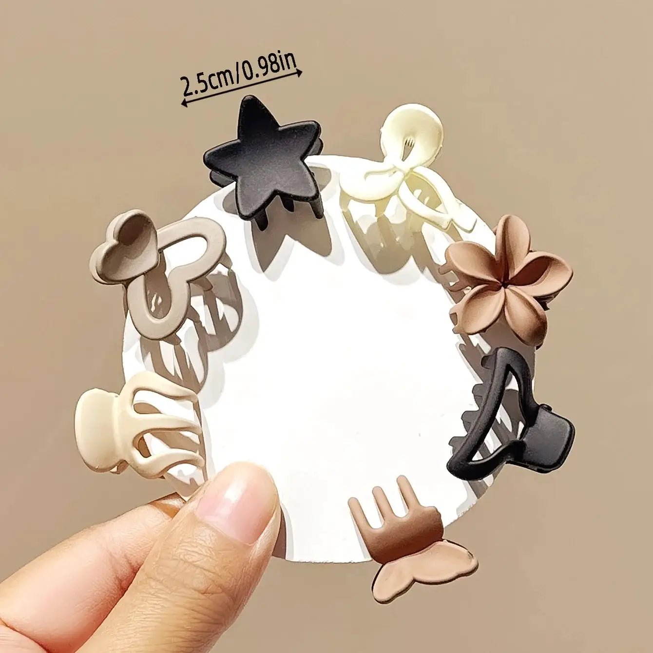 Beige Bloom Geometric Pattern Small Hair Clips Pack Lightweight Cute Girl Accessories For Everyday Use