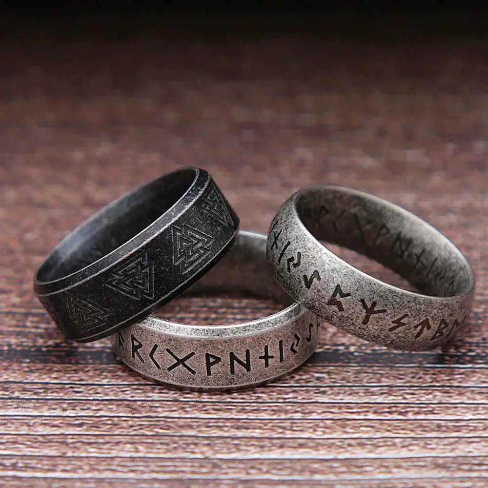 Fashion Retro Viking Rune Ring For Men And Women 316L Stainless Steel Odin Letter Ring Amulet Jewelry Gift Wholesale - Simples Market