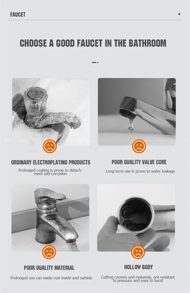 Simples Market brass-core modern bathroom sink faucet, single-handle, deck-mounted hot and cold mixer.