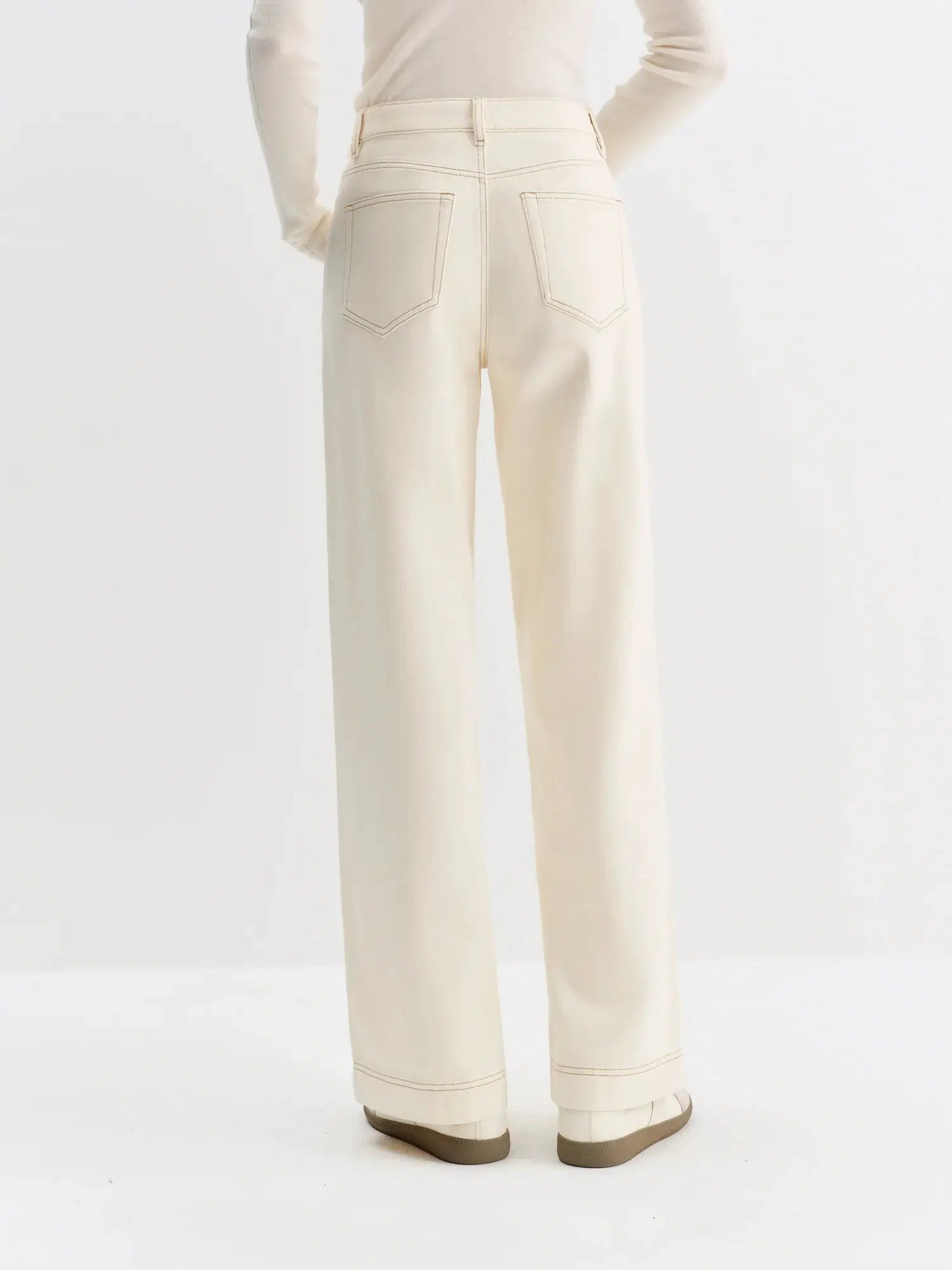 FSLE Straight High Waist Jeans For Women Korean Style Winter Versatile