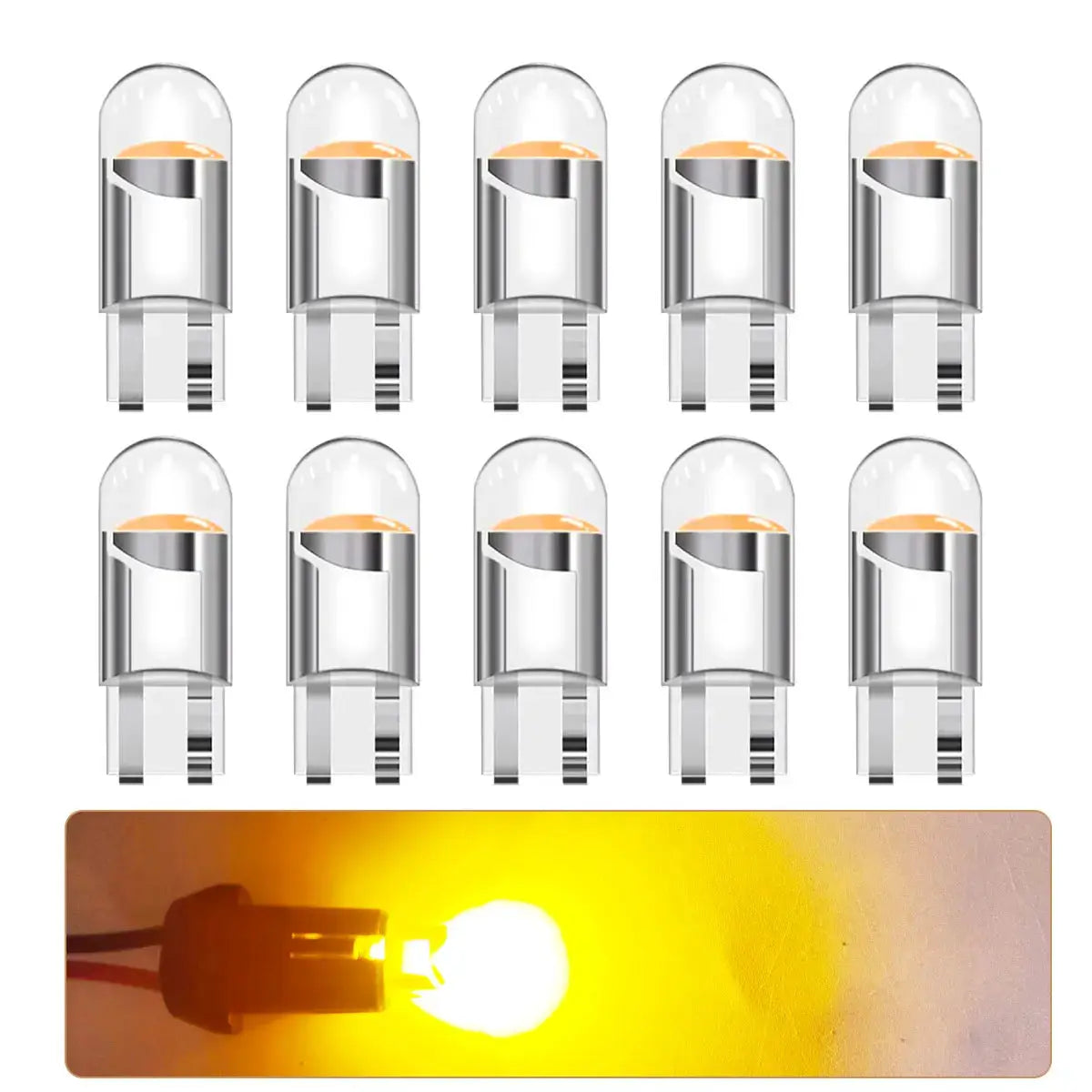 Simples Market LED car bulbs 10-pack W5W T10 WY5W for automotive reading and turn signal lights