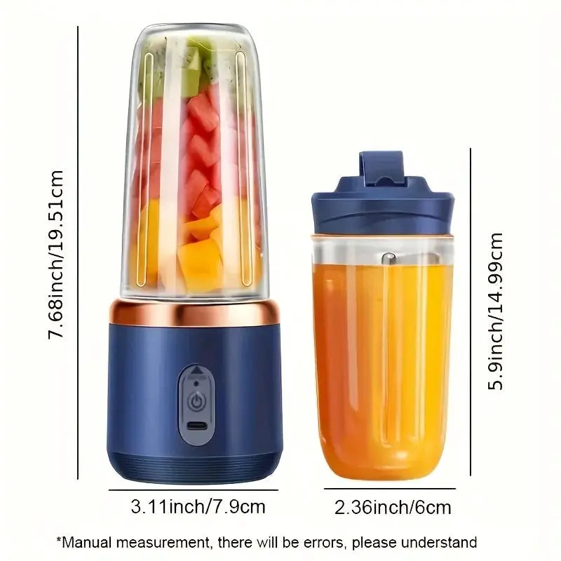 UPWORK Portable Rechargeable Juicer Cup 400ml Compact Personal Blender For Smoothies Travel Office Easy Clean