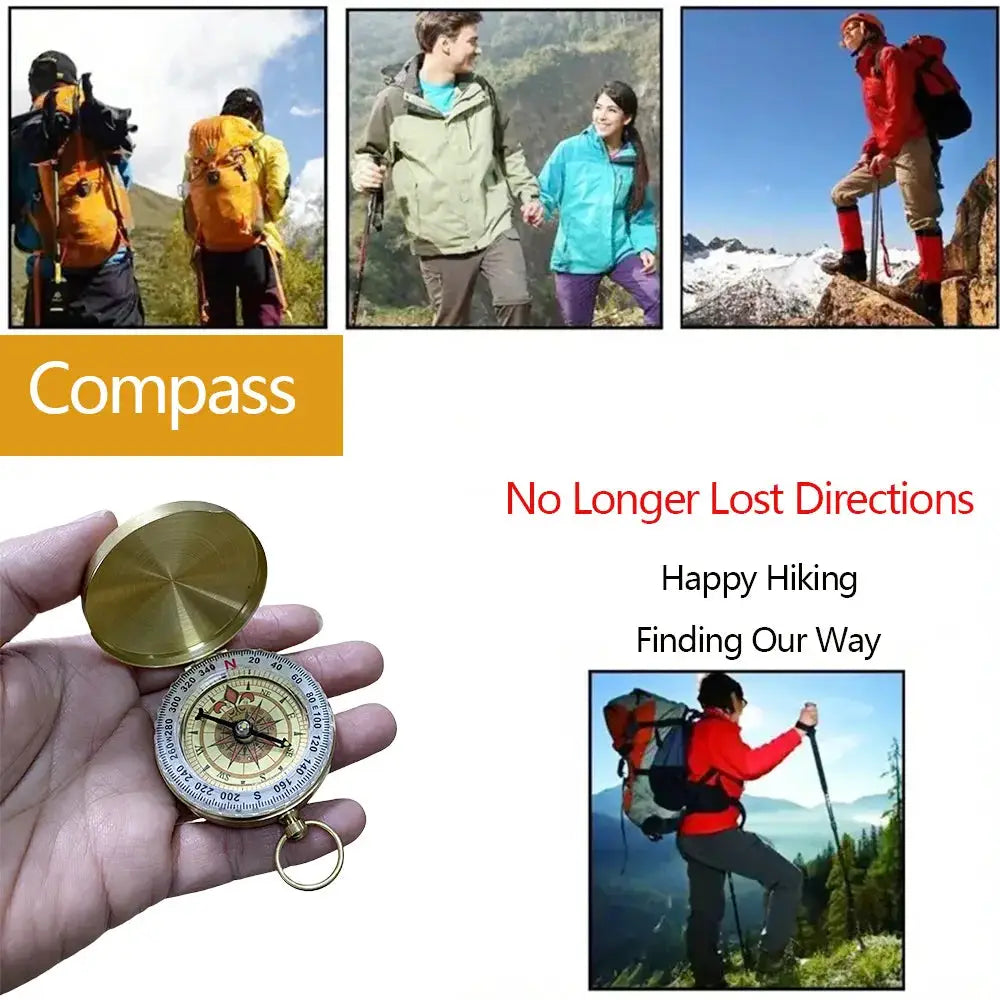 Simples Market brass pocket compass for camping and hiking; handheld water-resistant outdoor navigation device