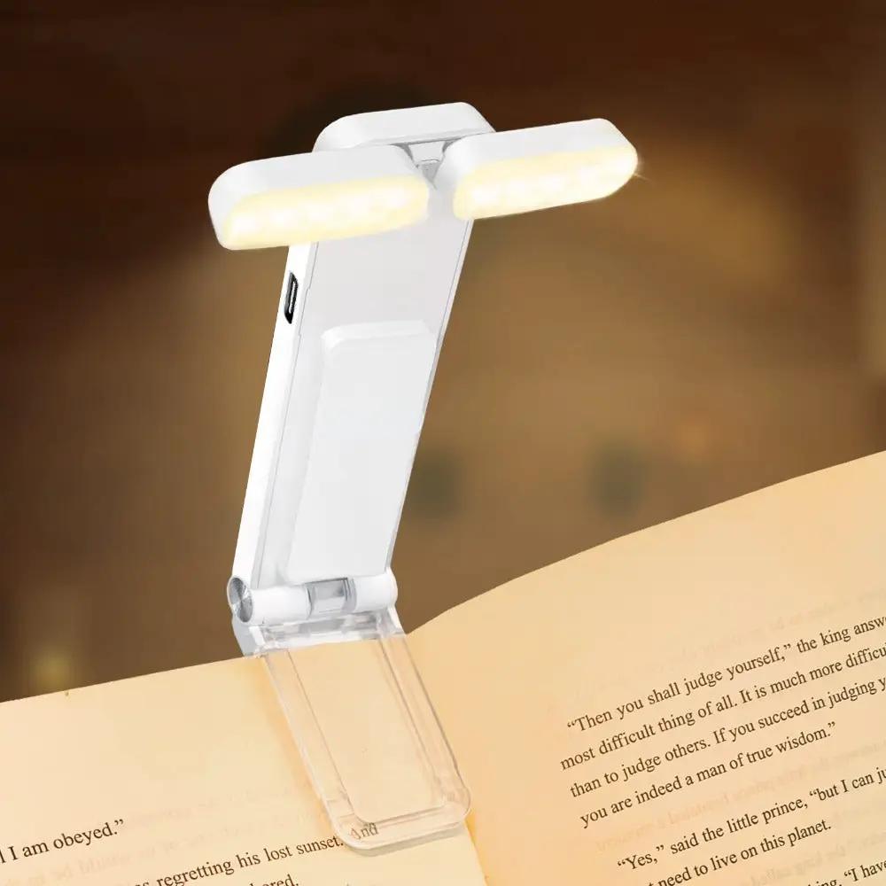 Simples Market white USB rechargeable LED book light, clip-on bookmark style for reading in bed