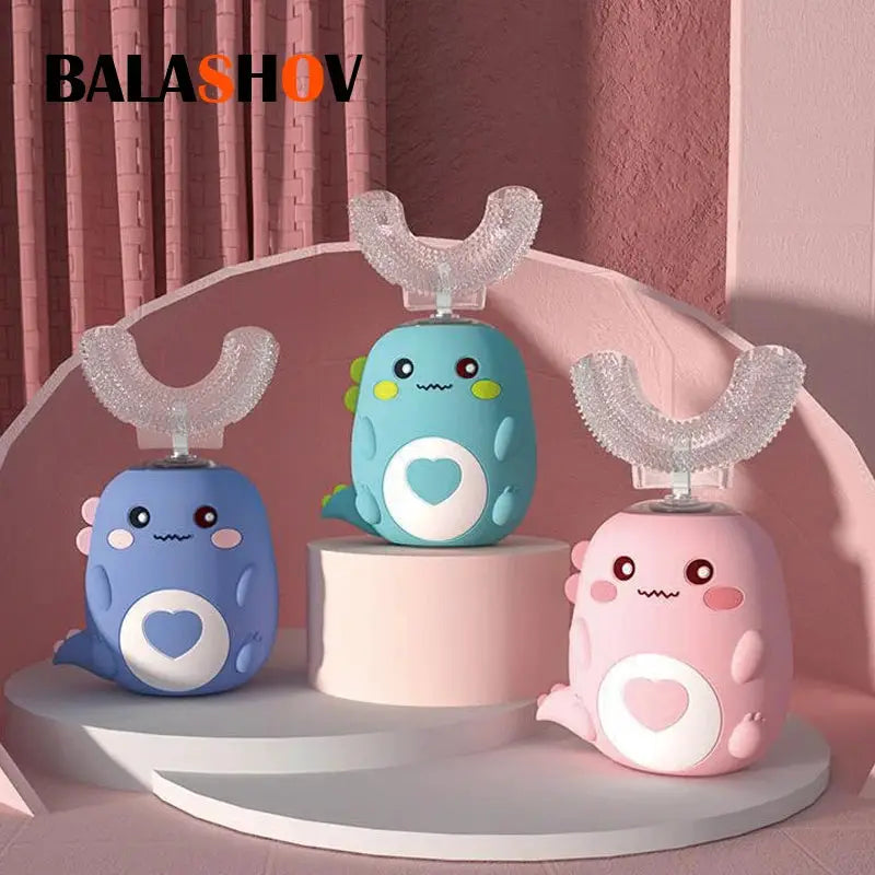 TinySmiles U Shaped Electric Toothbrush For Kids With 360 Degree Smart Cleaning And Soft Silicone Bristles