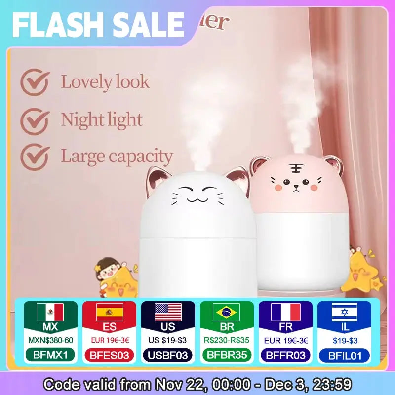 Cute Pet USB Mini Desk Humidifier For Office Home Room Humidification Quiet Mist
