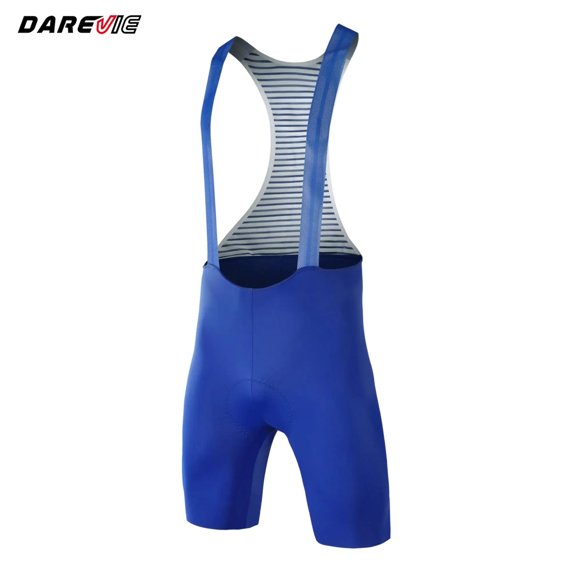 DAREVIE men's cycling bib shorts with blue straps and striped back panel