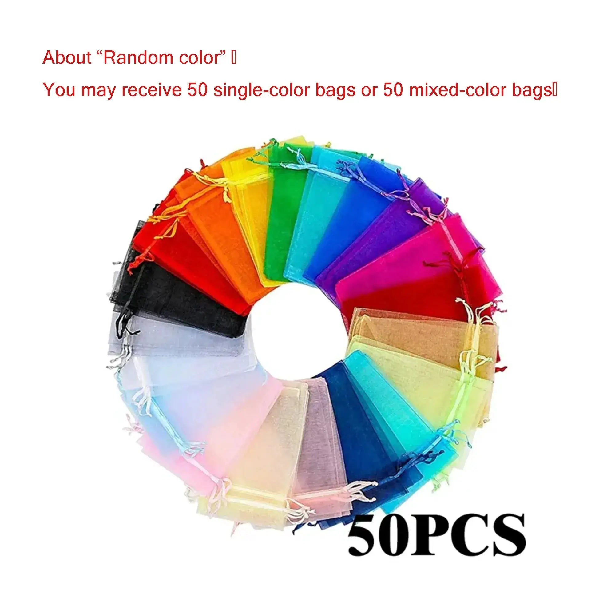 Multicolor Organza Jewelry Packaging Bags 50 Pcs Lot 7x9cm 11x16cm 15x20cm Drawstring Pouches Wedding Gifts Wholesale