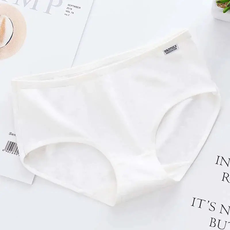 White cotton panties for women, breathable soft underwear with comfortable waistband