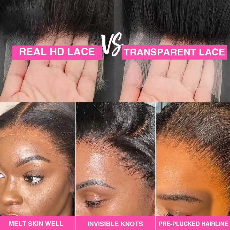 HD Transparent 13x4 13x6 Body Wave Lace Front Wig 360 Lace Frontal Human Hair Wig For Women 200 Density
