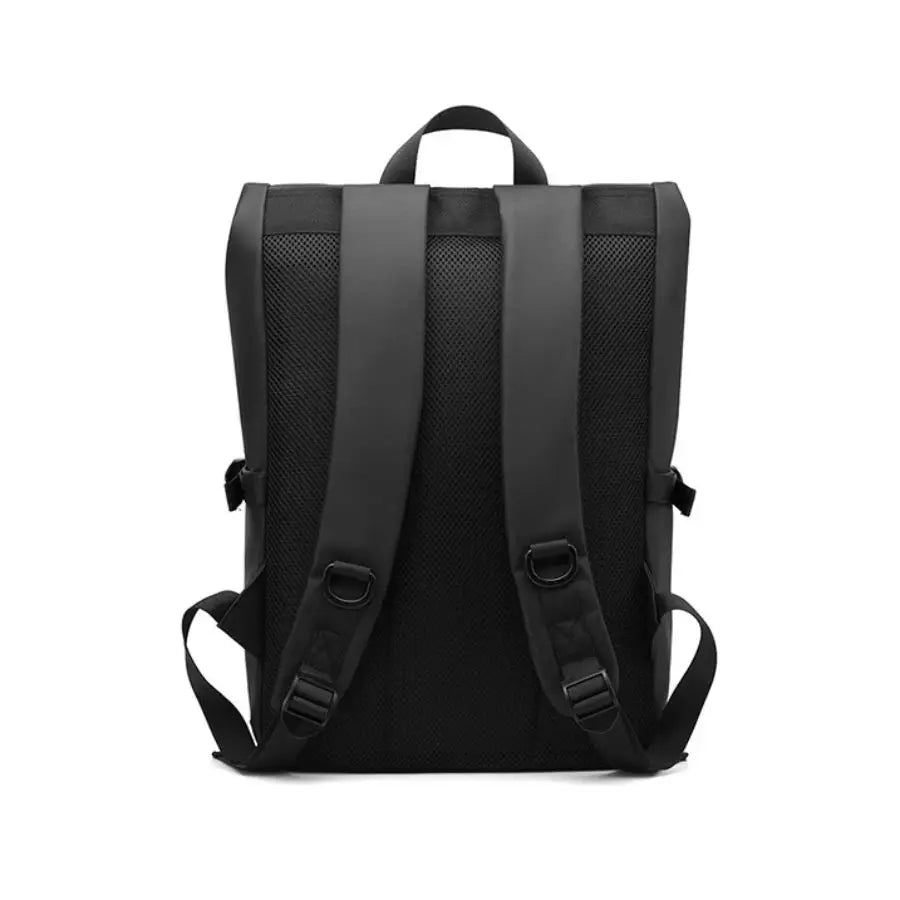 Simples Market 17-inch black urban men’s business backpack with padded shoulder straps and mesh back panel
