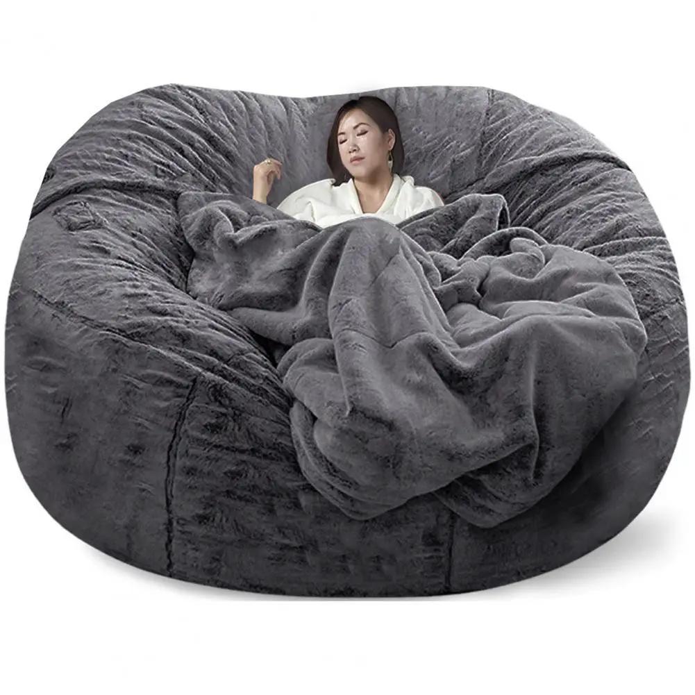 Bean bag sofa bed by Simples Market, gray plush oversized lounge chair