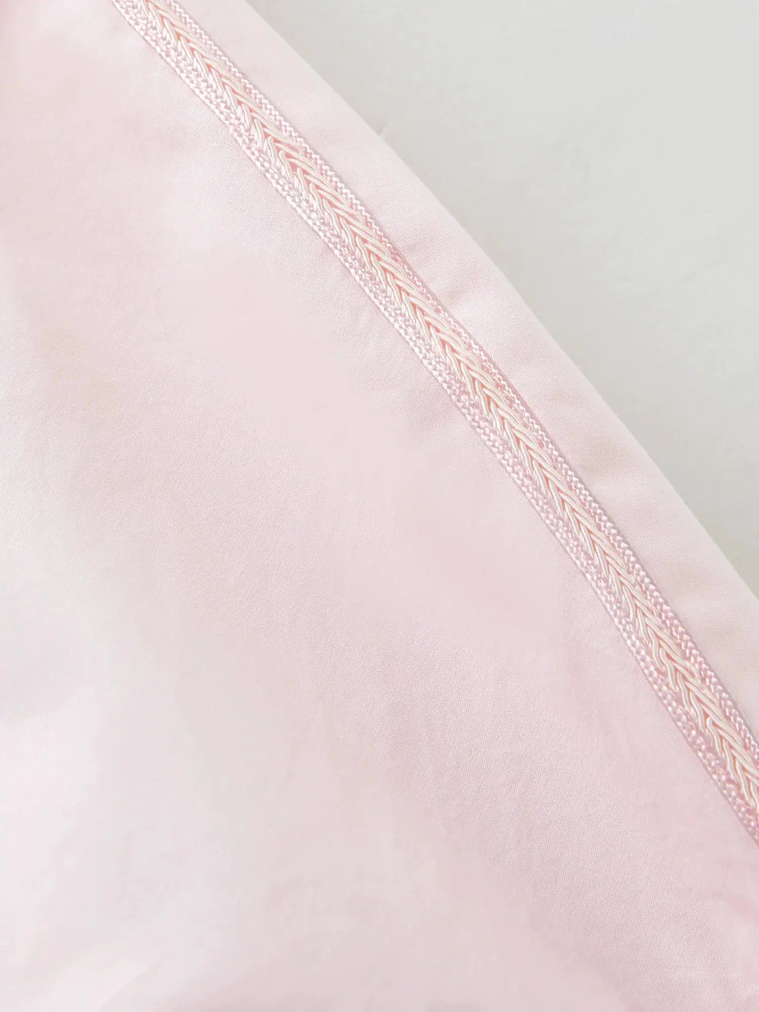 FSLE Premium Series women's pale pink cotton blouse with pink woven web strap trim