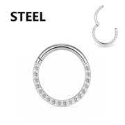 Stainless Steel Hinged Segment Hoop With CZ Stones Nose Ring Nipple Ear Cartilage Tragus Helix Lip Piercing Jewelry
