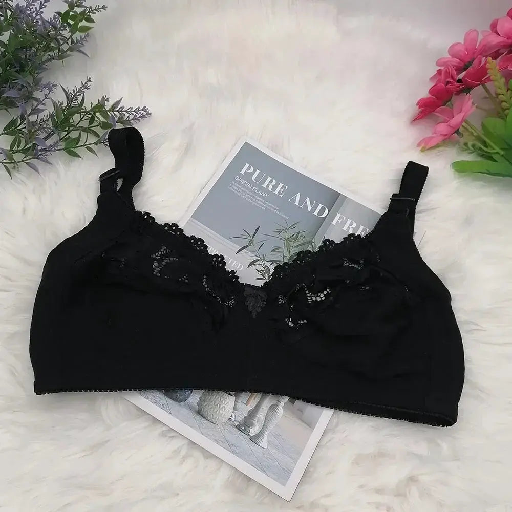 Simples Market wire-free black lace bra with adjustable straps