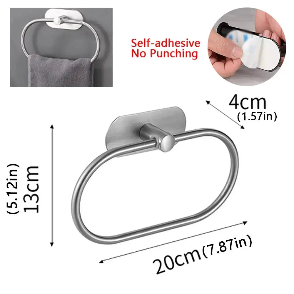 Stainless Steel Self Adhesive Towel Holder Rack for Bathroom Kitchen