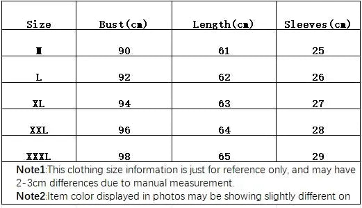 Simples Market elastic waist cinching shirt size chart with bust, length and sleeve measurements for I, L, XL, XXL, XXXL
