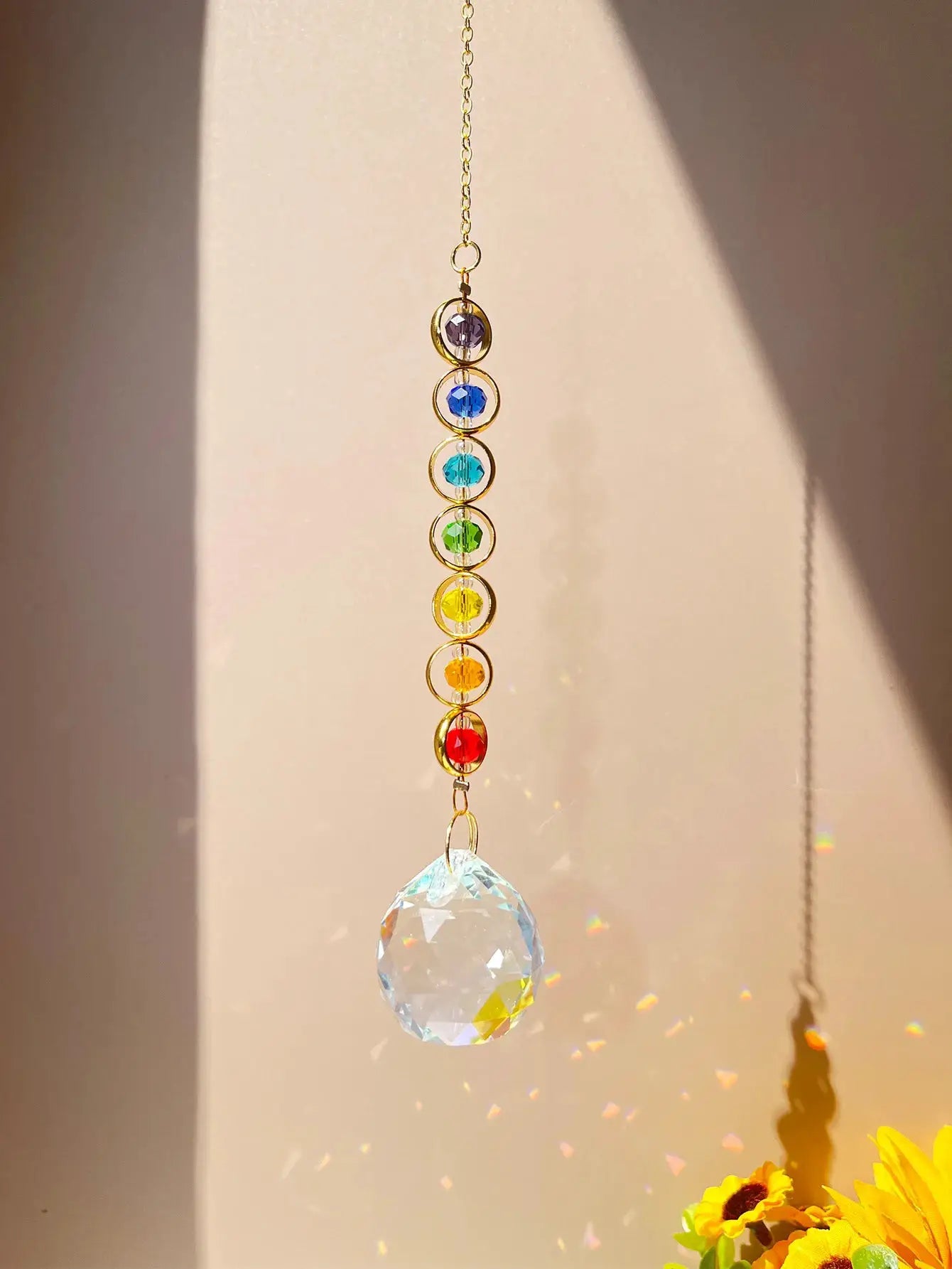 Crystal Suncatcher Mobile Rainbow Prism for Meditation and Home Decor Rainbow Maker 1pc - Simples Market