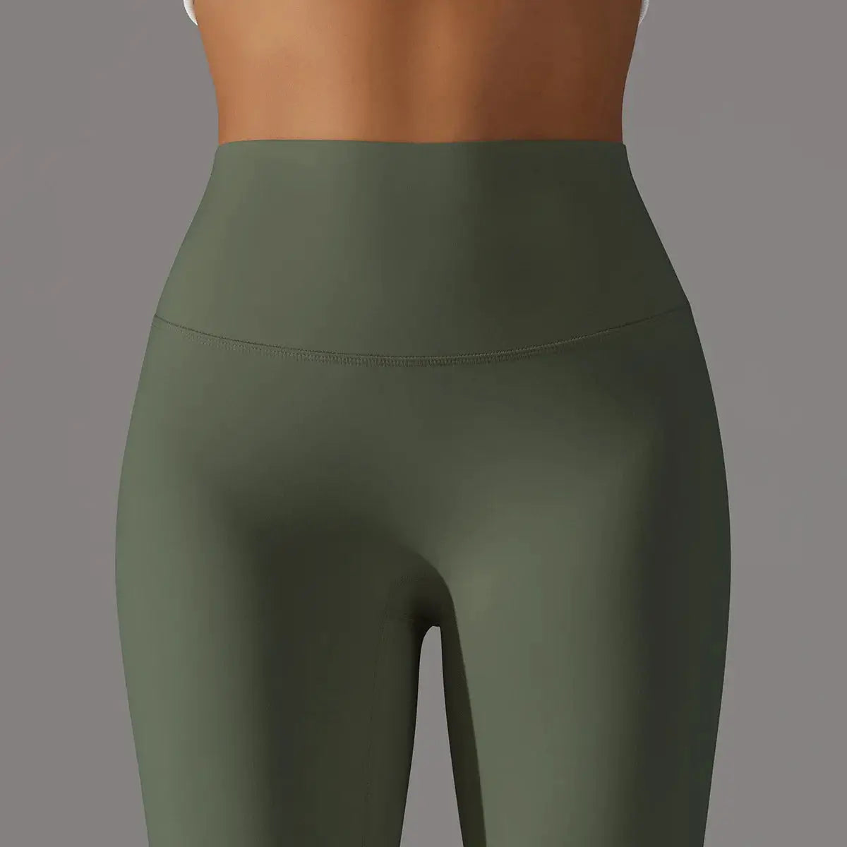 Leggings by Simples Market, high-waist olive green women's workout pants for gym and yoga