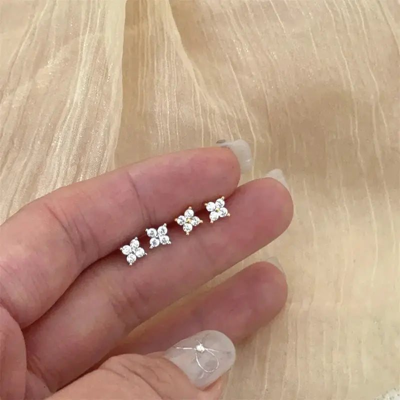 Sterling silver star zircon stud earrings, 4-pack by Simples Market, minimalist fine jewelry
