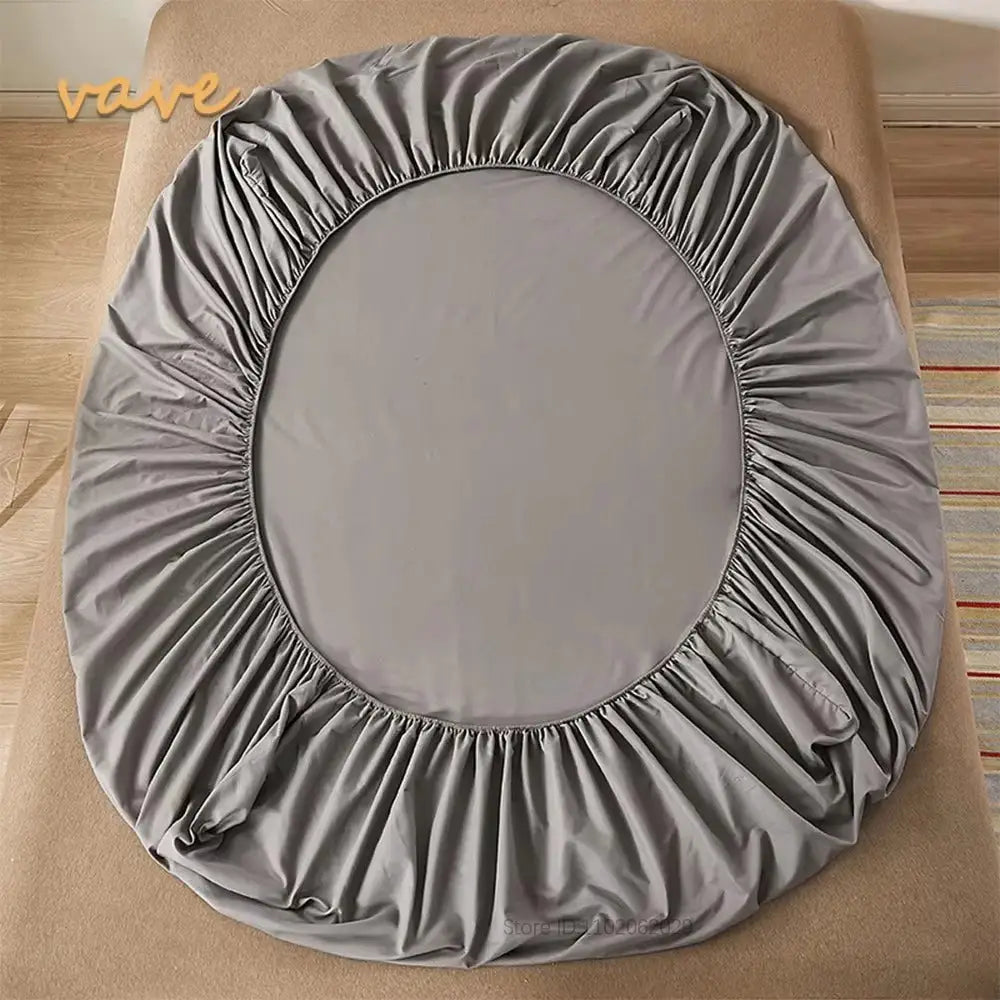 Round cotton fitted sheet with elastic edge in gray