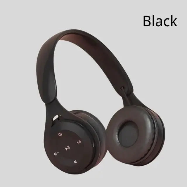 Simples Market Y08 wireless Bluetooth over-ear headphones, black macaron headset with mic.