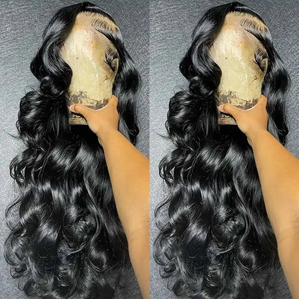 13x6 Lace Front Wigs Human Hair 250 Density HD Body Wave Lace Frontal Glueless Pre Plucked Black Wigs For Women