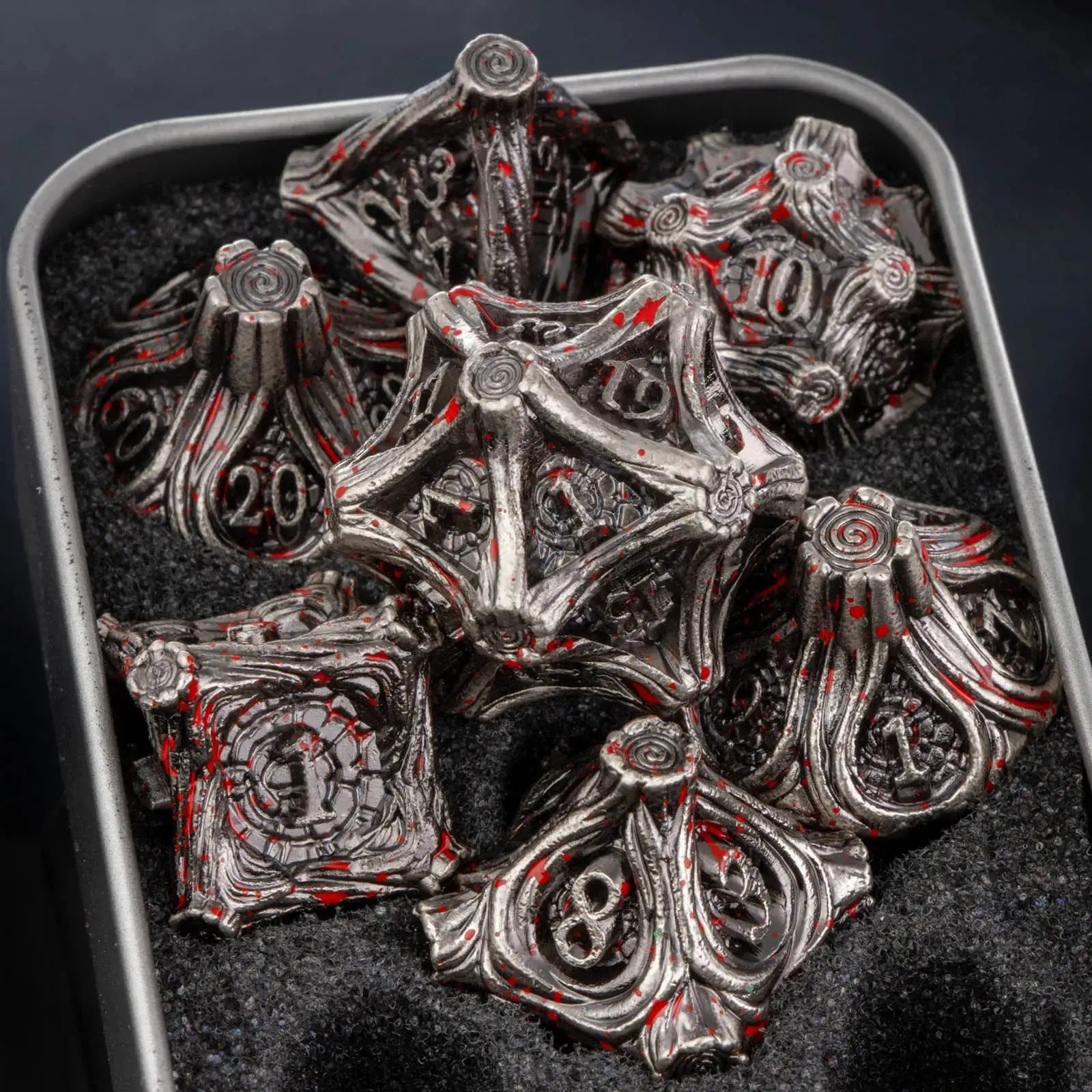 Skull And Dragon Metal Dice Set For Dungeons And Dragons Polyhedral Dice For Tabletop RPGs