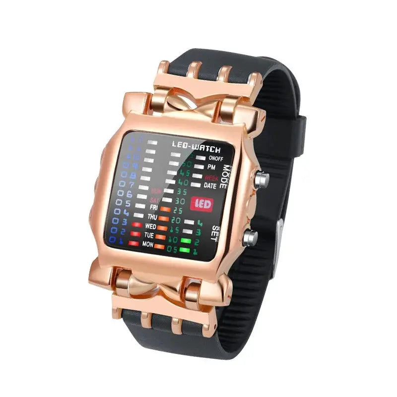 CrabTech LED Watch For Men Creative Crab Shaped Electronic Timepiece Luminous Binary Display Waterproof Multifunction
