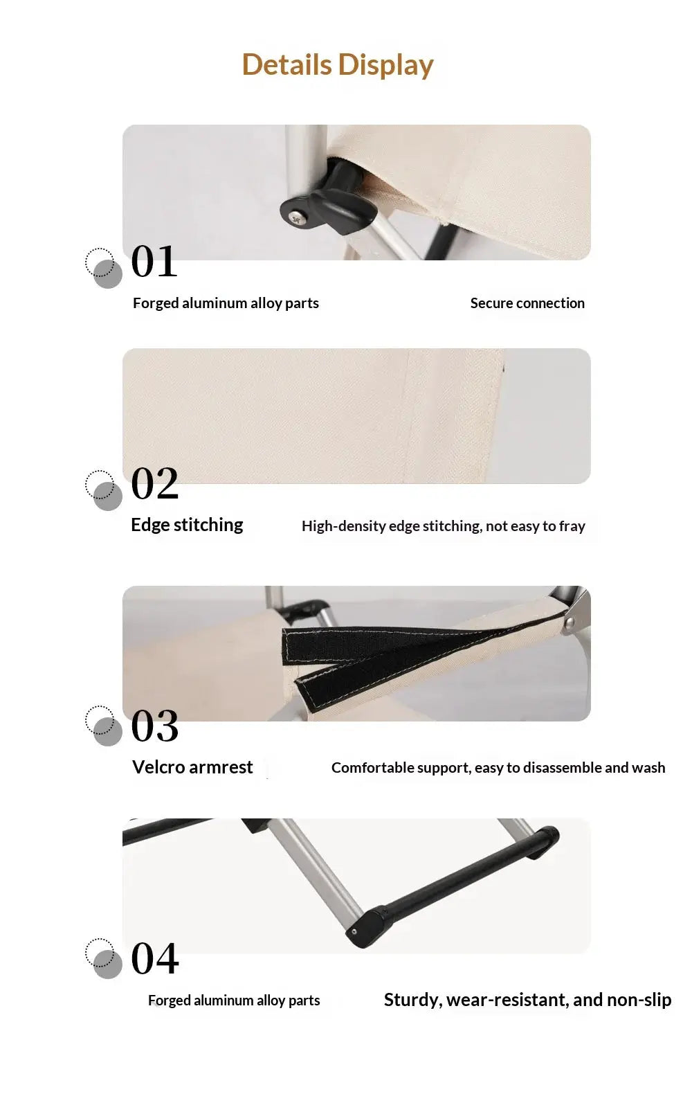 Outdoor foldable director chair with aluminum alloy frame and beige fabric; Simples Market portable camping chair