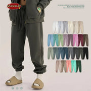 ZODF fleece sweatpants, unisex loose-fit joggers in dark gray; cuffed ankles, plus color swatches.