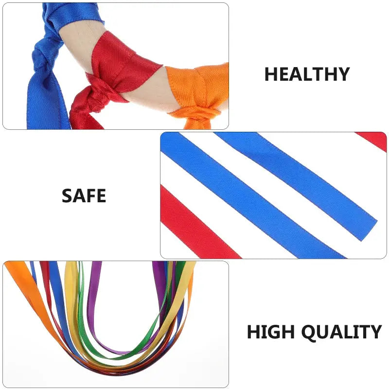 Montessori Style Wooden Ribbon Ring Sensory Toy For Baby BPA Free Non Toxic Color Recognition Fine Motor Development
