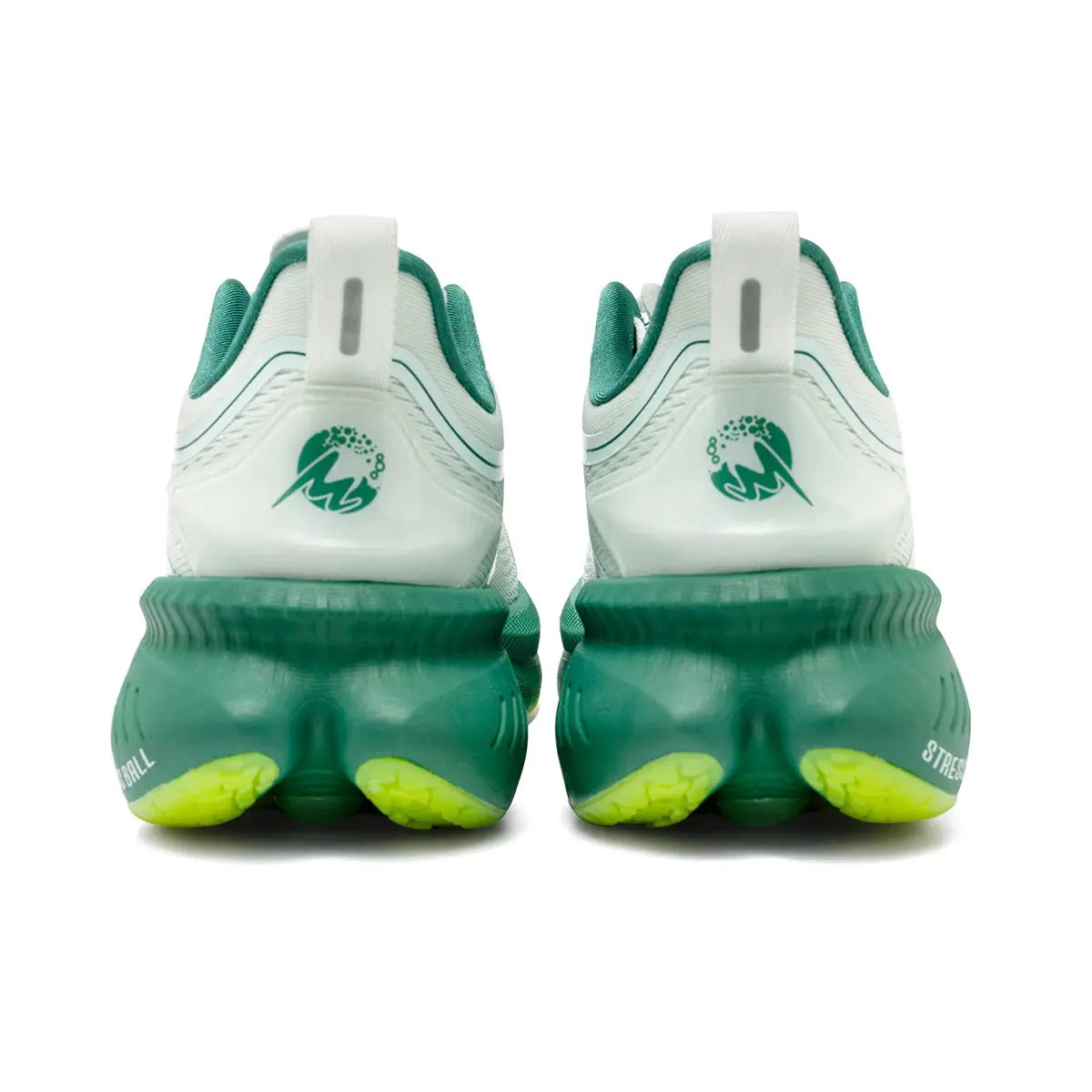 ONEMIX mesh running shoes, white with green sole, pair, unisex fitness sneakers by Simples Market