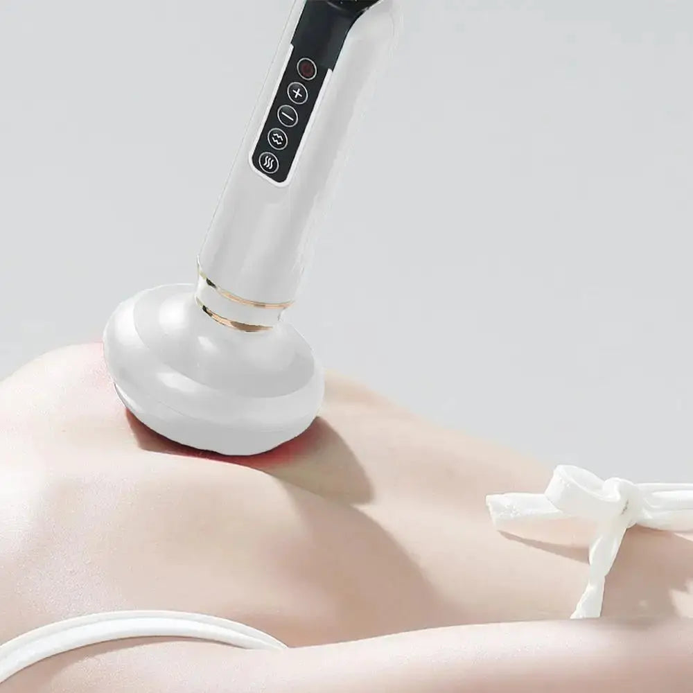 Handheld anti-cellulite massager with suction cup by Simples Market; white device with control panel