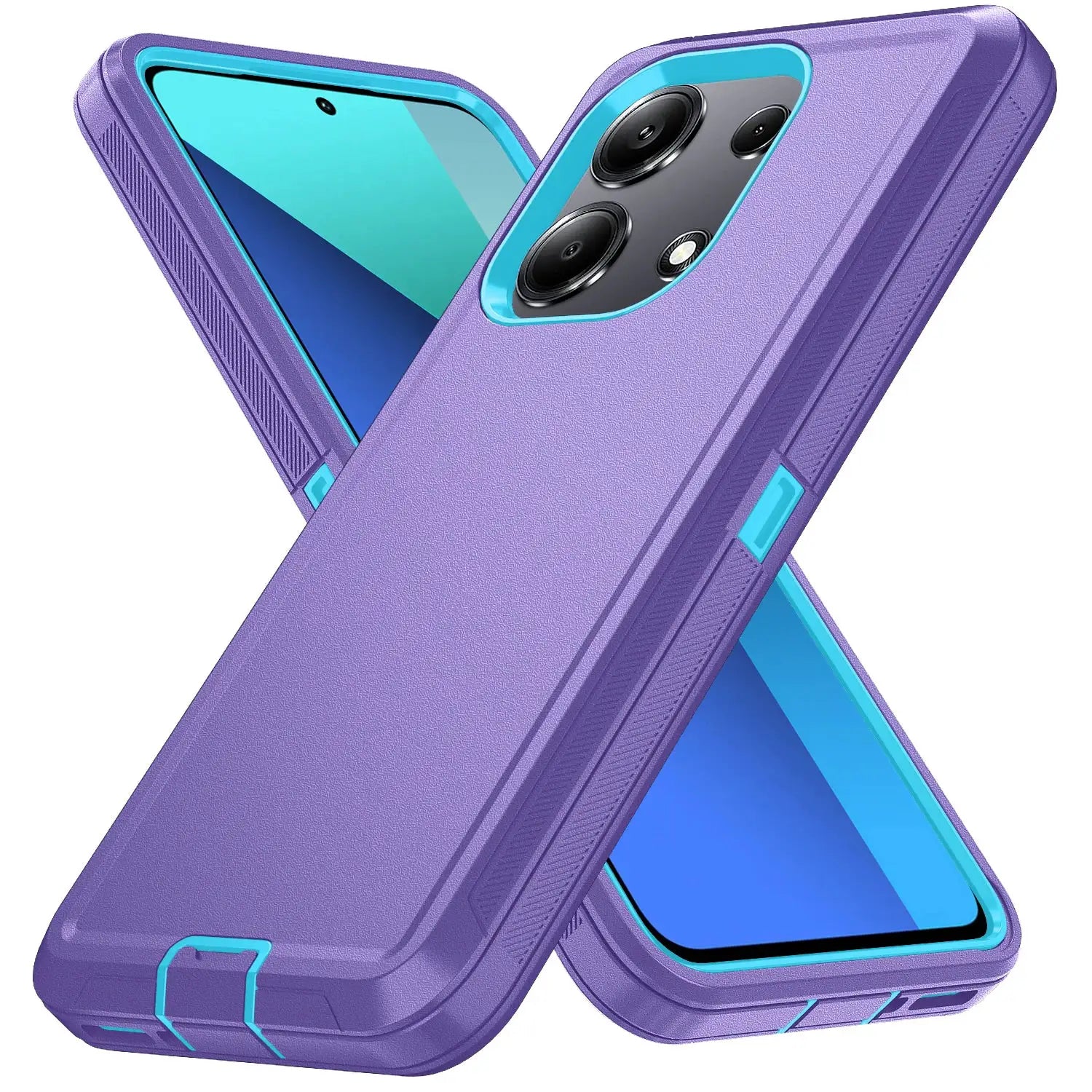 Simples Market purple rugged iPhone case; shockproof and dustproof with blue inner lining (2-pack)