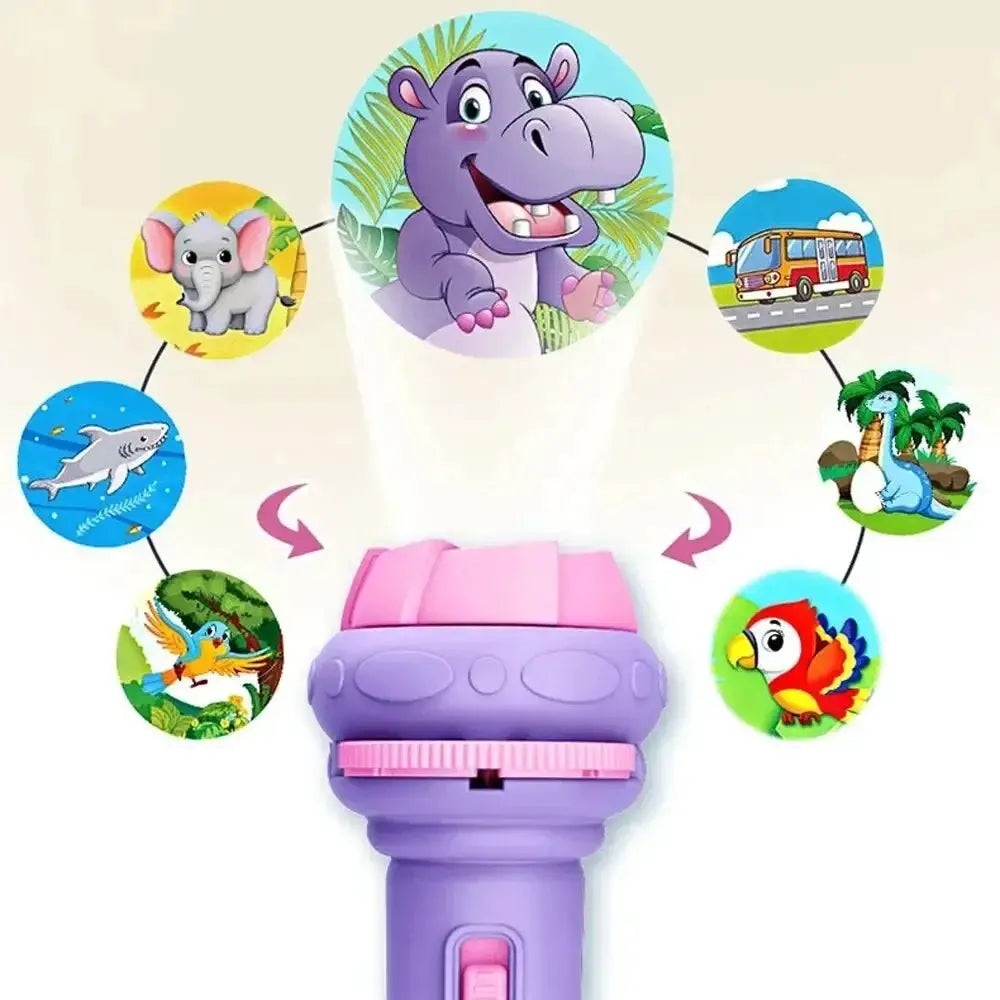 10 Cards Cartoon Projection Flashlight With 80 Patterns Kids Projector Toy For Bedtime Stories And Creative Learning