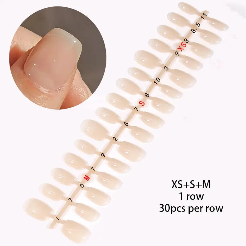 GlamNail Matte Nude Press On Nails Full Cover Easy Quick Extension 30 Piece Set For At Home Manicure