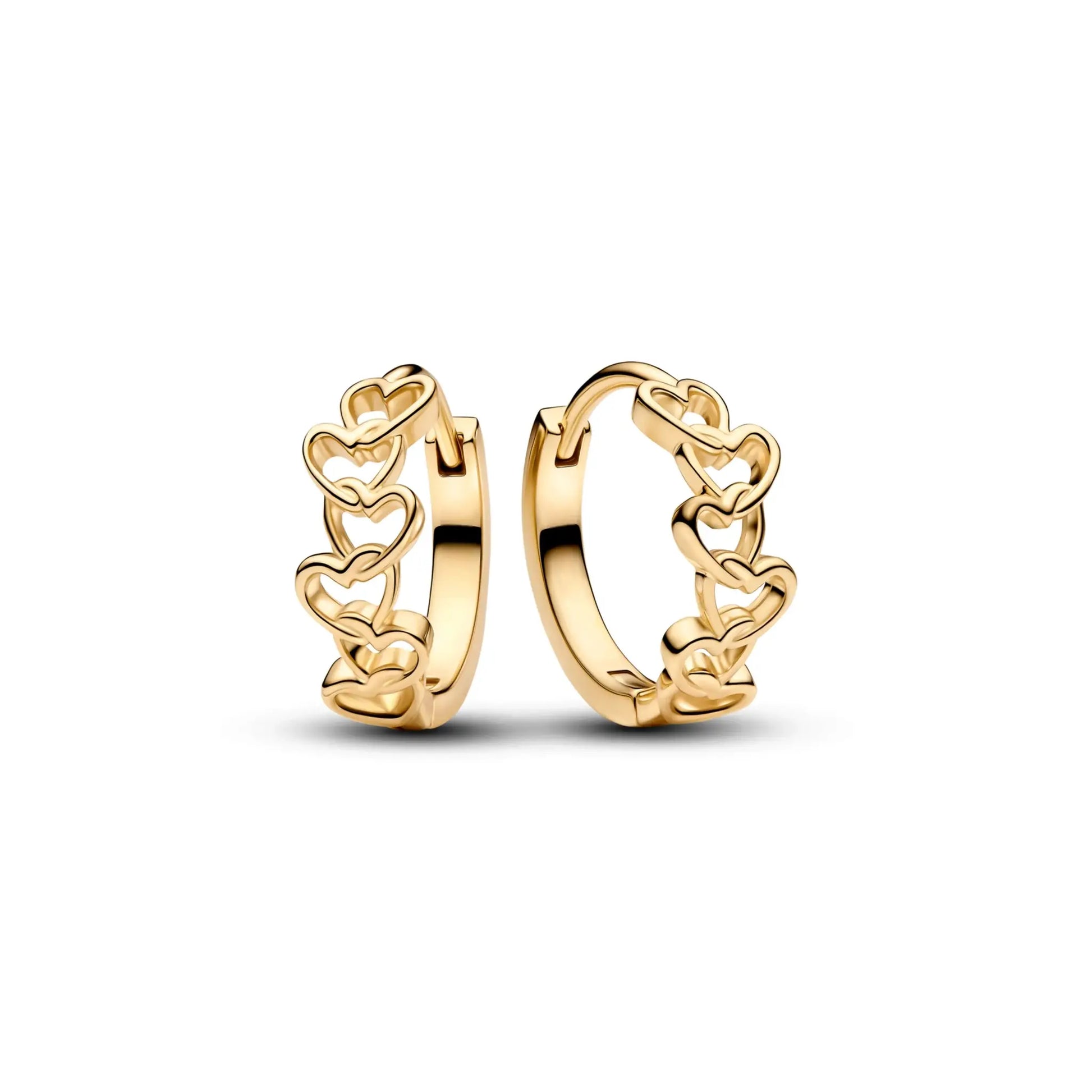 Gold-tone chain-link rings with heart-shaped links for women